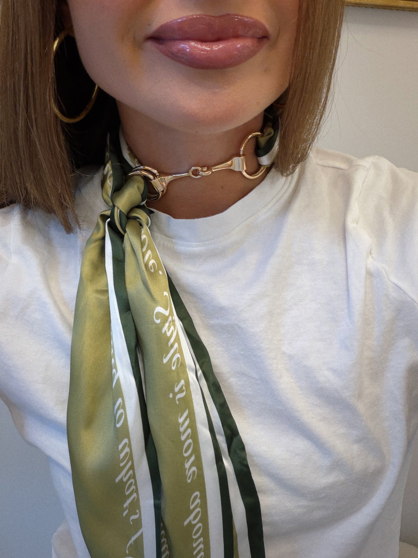 Horsebit Scarf Necklace - Green
