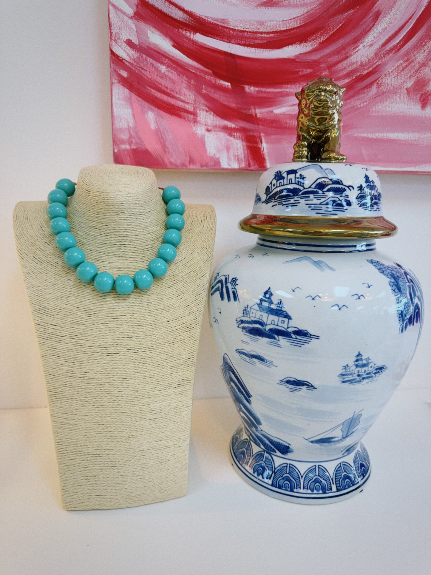 The Happy Beaded Necklace - Teal