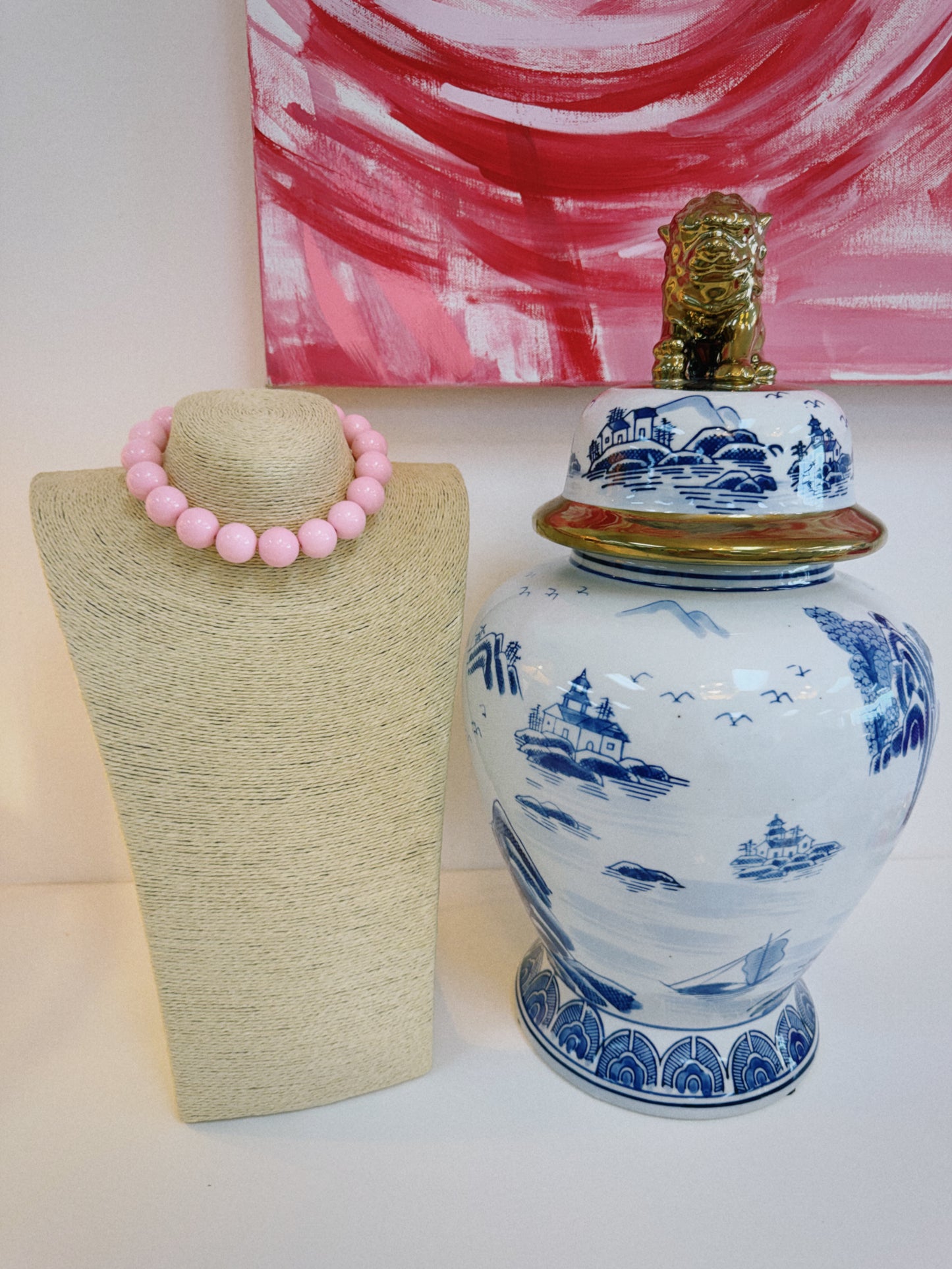 The Happy Beaded Necklace - Light Pink
