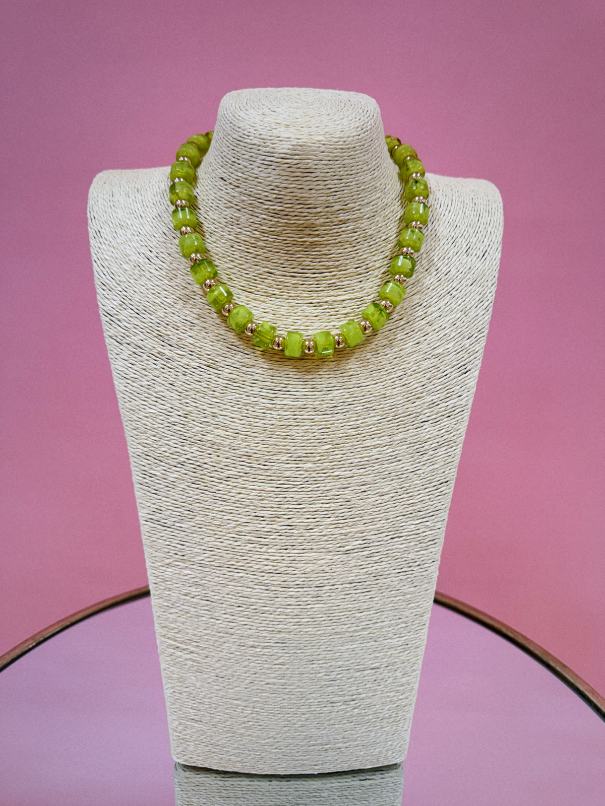 Magnetic Beaded Necklace - Chartreuse