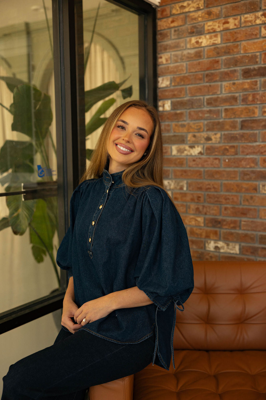 The Dark Denim Blouse