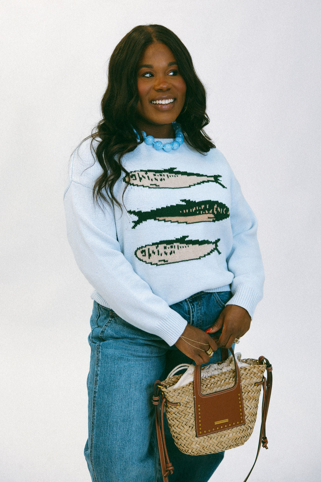 Catch of The Day Sweater - Light Blue