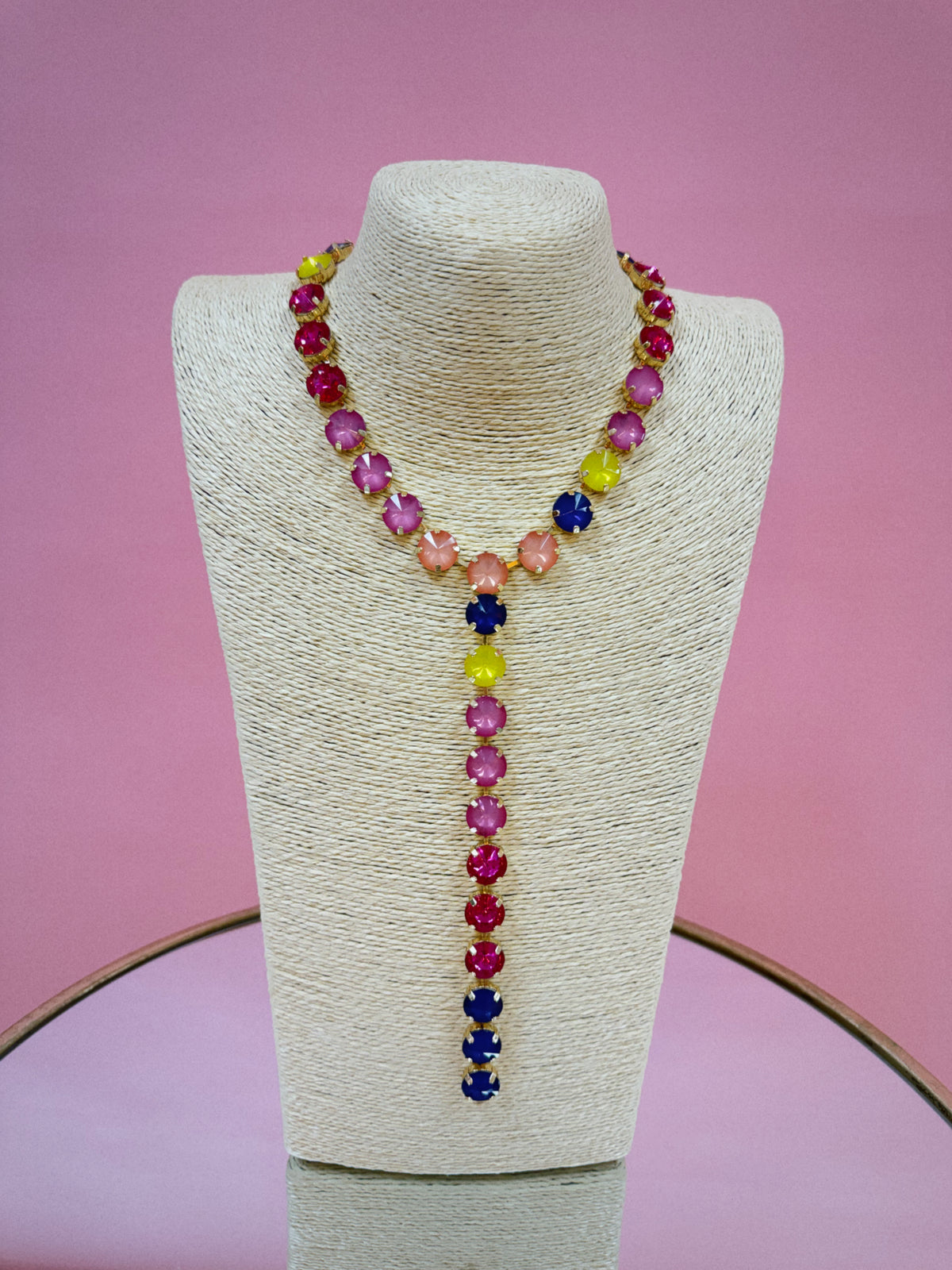 Multi Color Layer Necklace - Pink