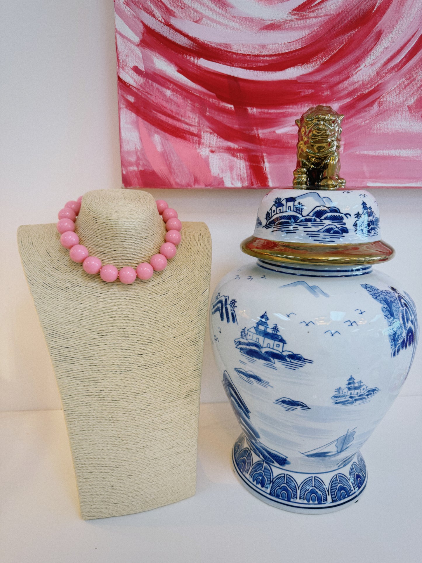 The Happy Beaded Necklace - Pink