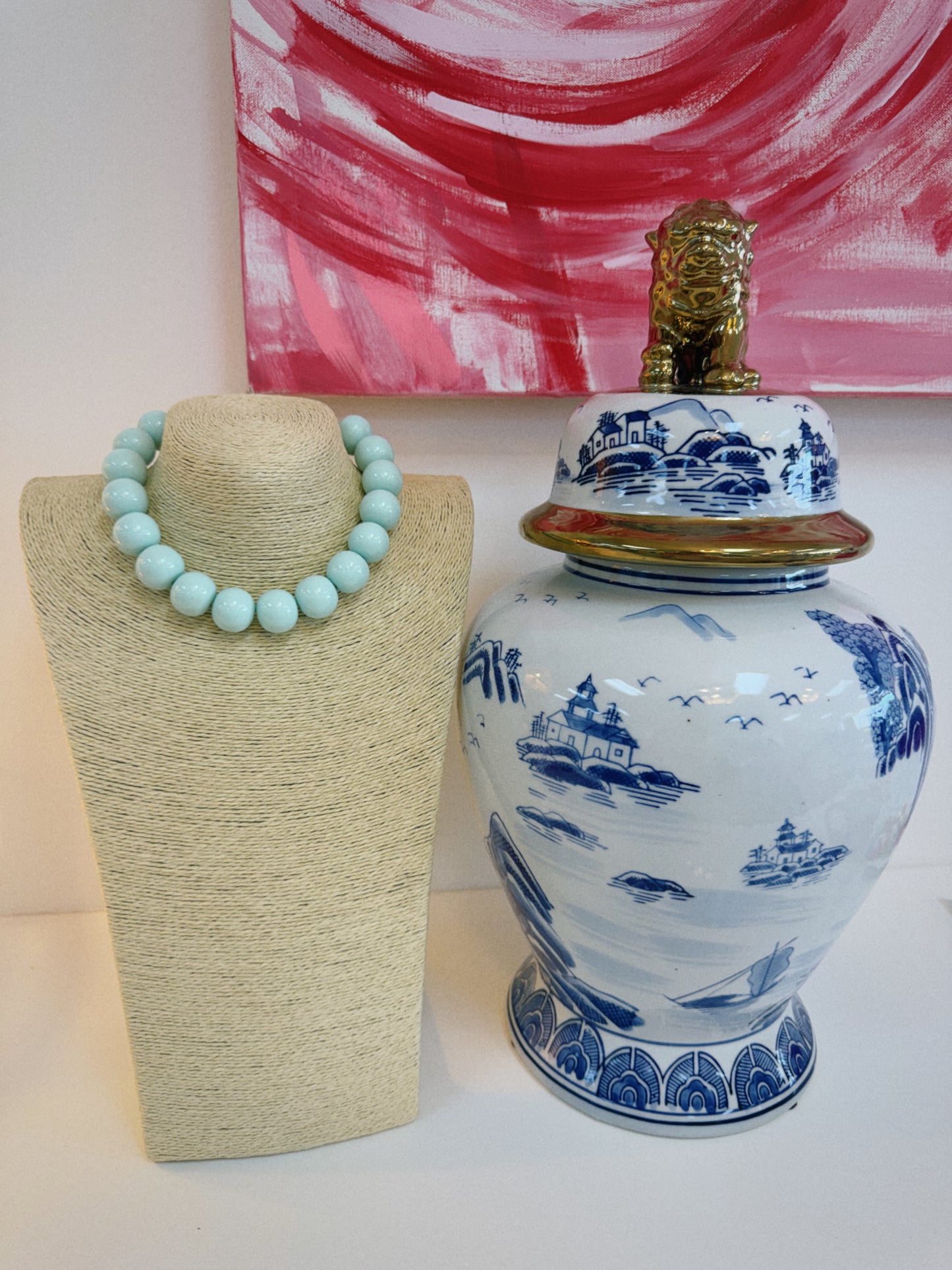 The Happy Beaded Necklace - Mint
