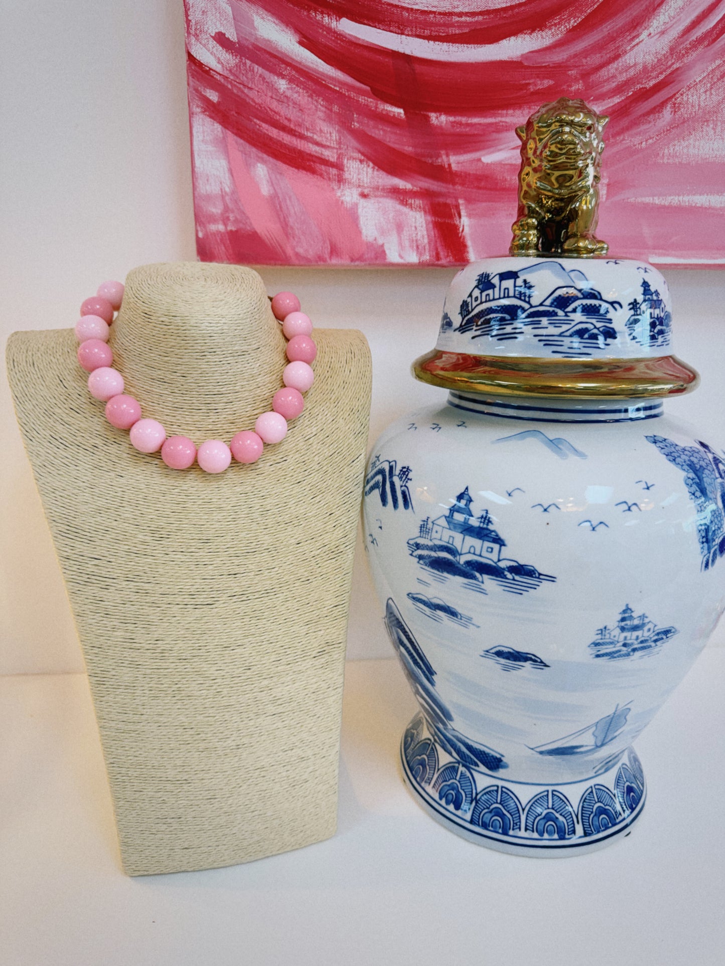 The Happy Beaded Necklace - Light Pink & Dark Pink