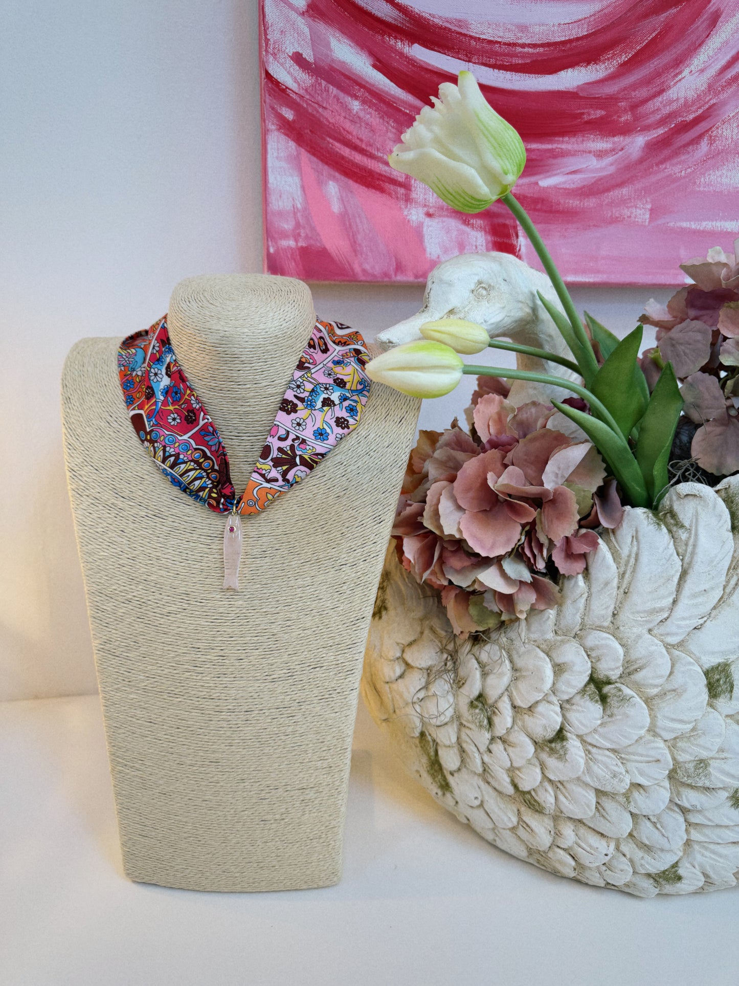 Pink Reef Scarf Necklace