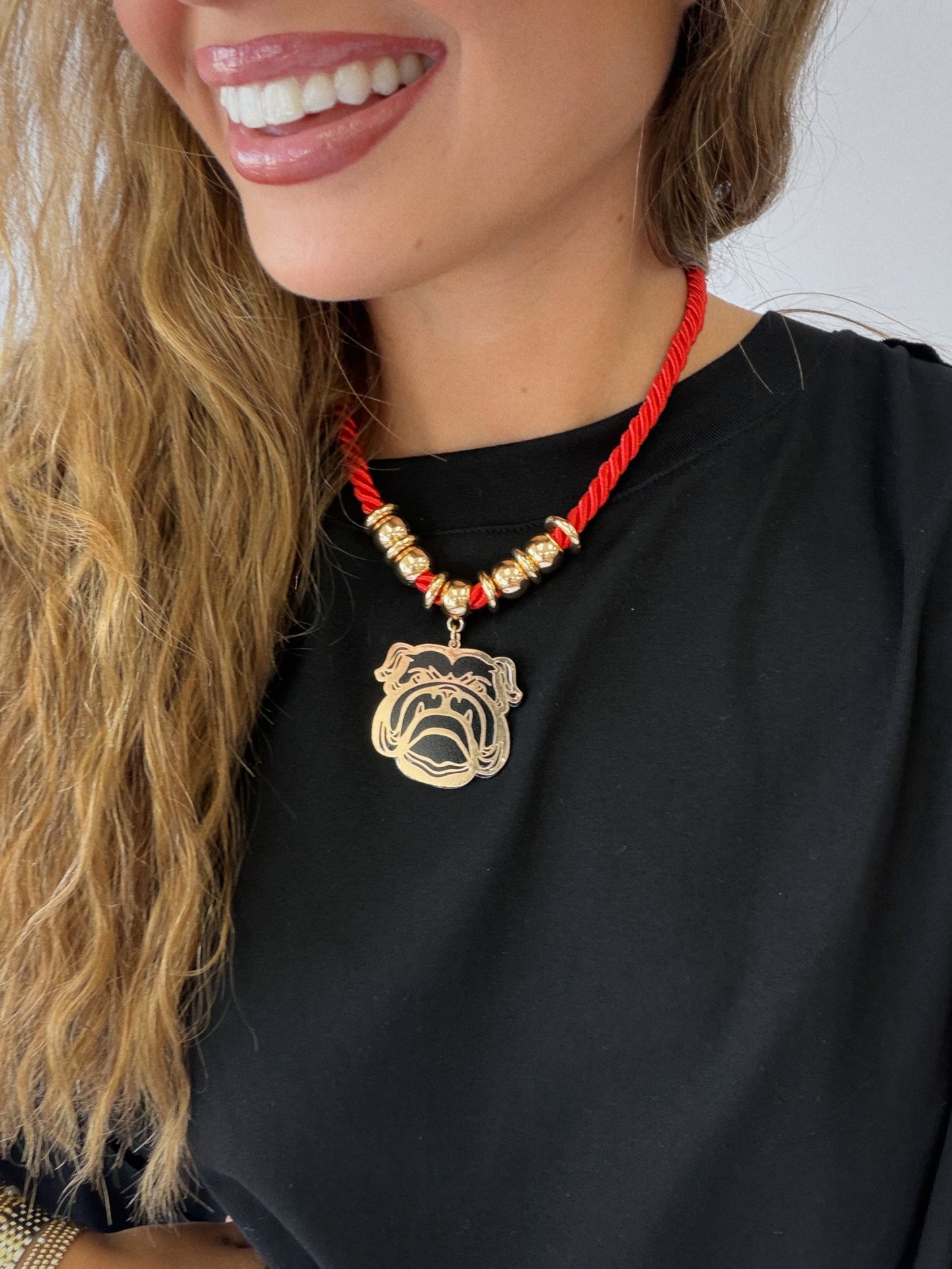 Bulldog Rope Necklace - Black & Gold