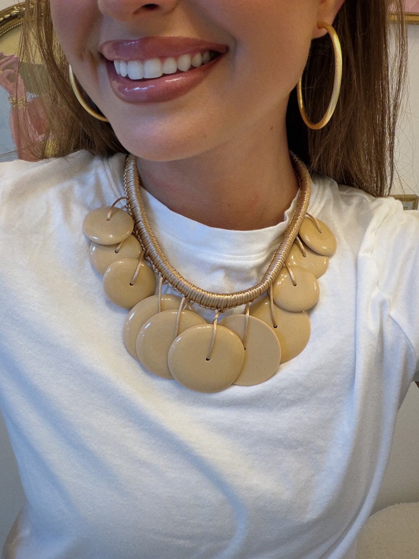 Beaded & Braided Necklace - Brown