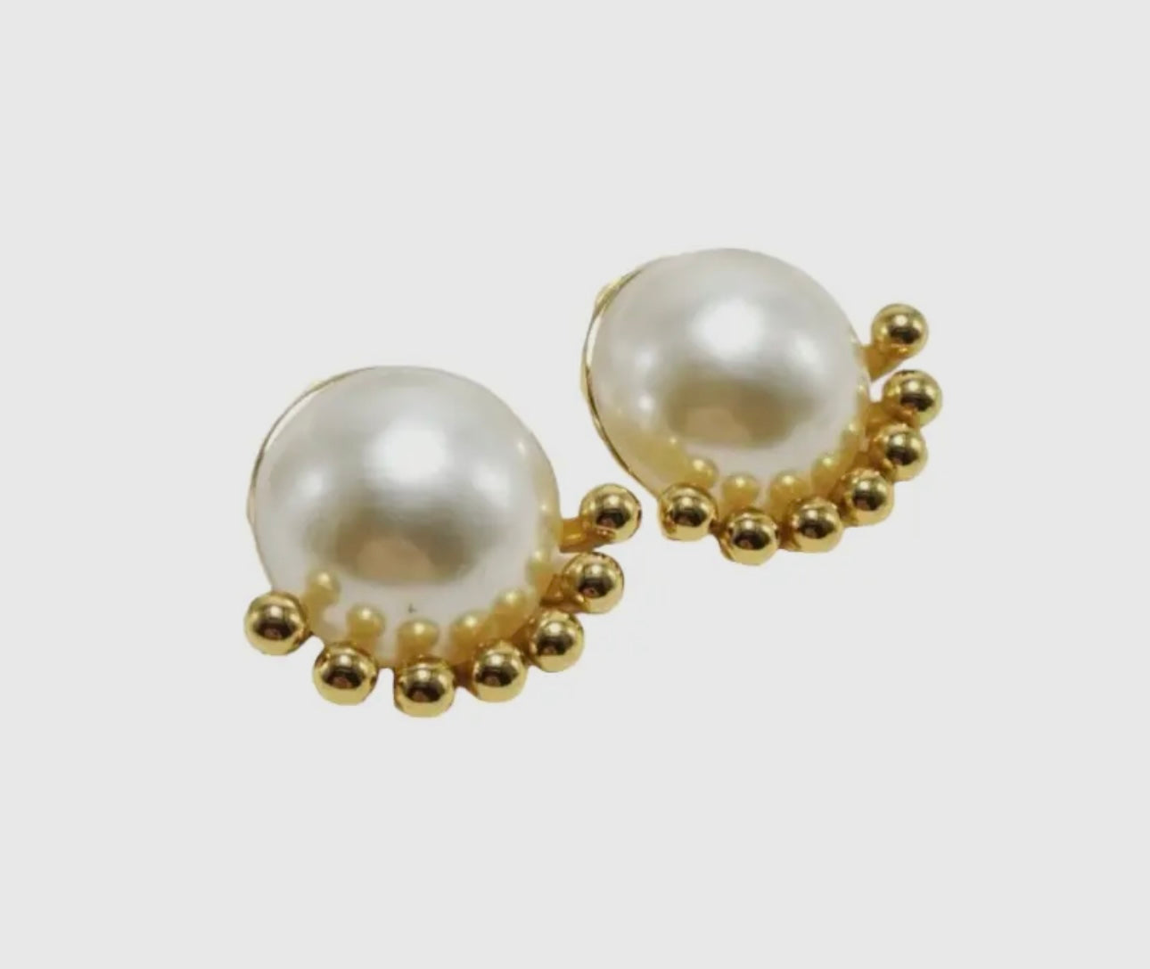 Gold Plated Pearl & Gold Stud Earrings