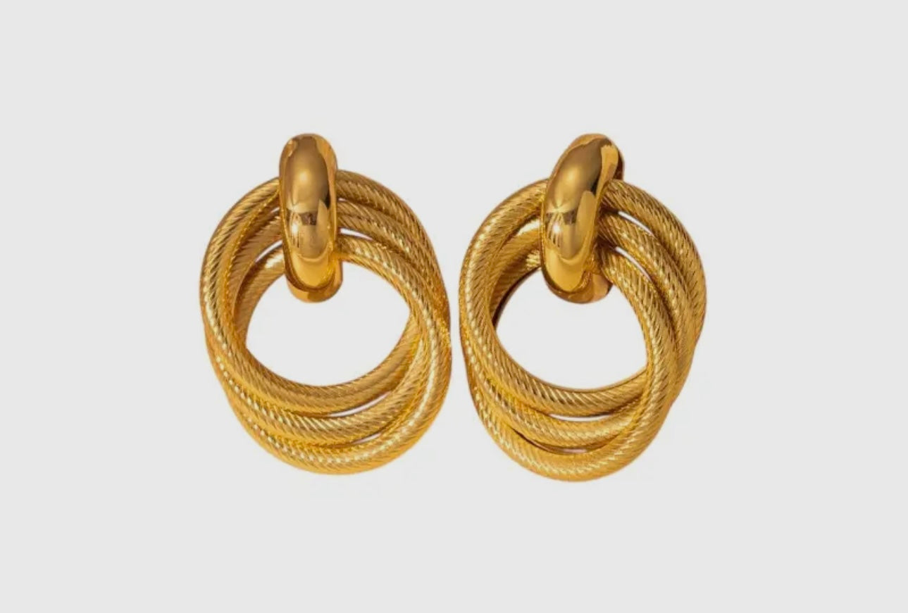 Triple Stacked Stud Earrings