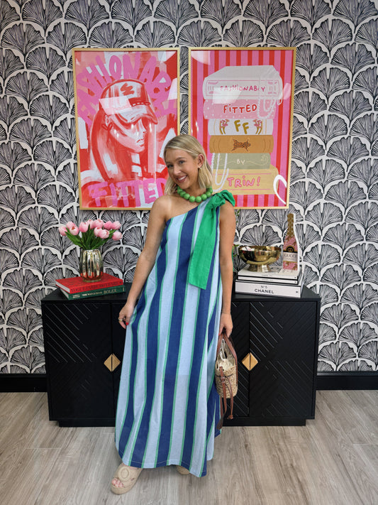 Boardwalk Babe Maxi Dress - Blue/Green