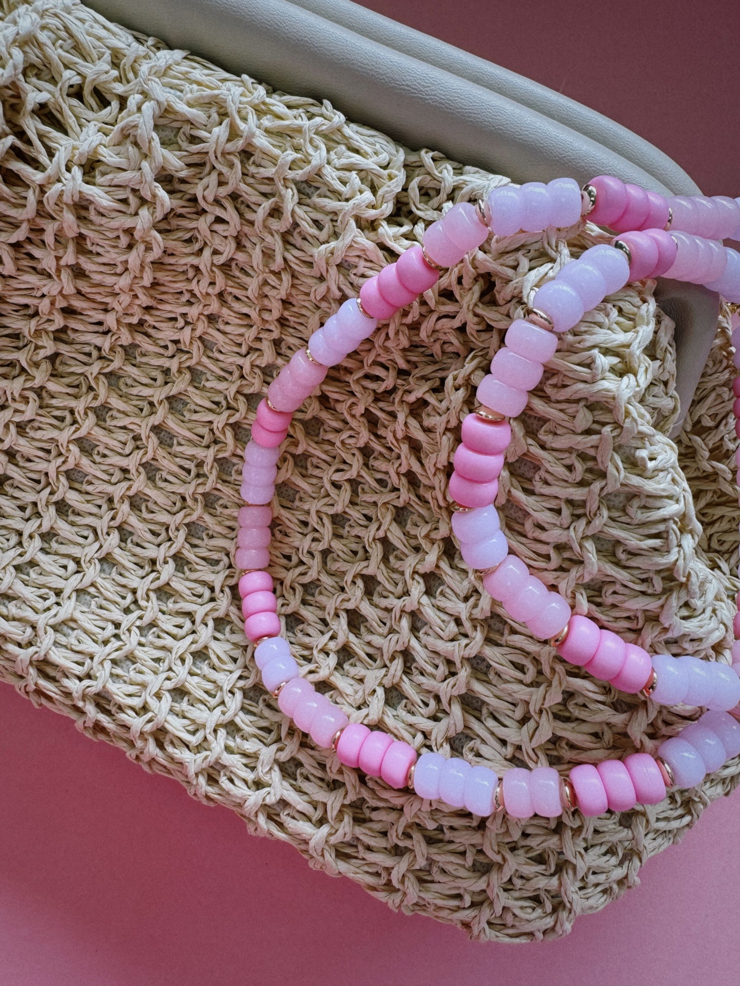 Beaded Girl Necklace - Pink