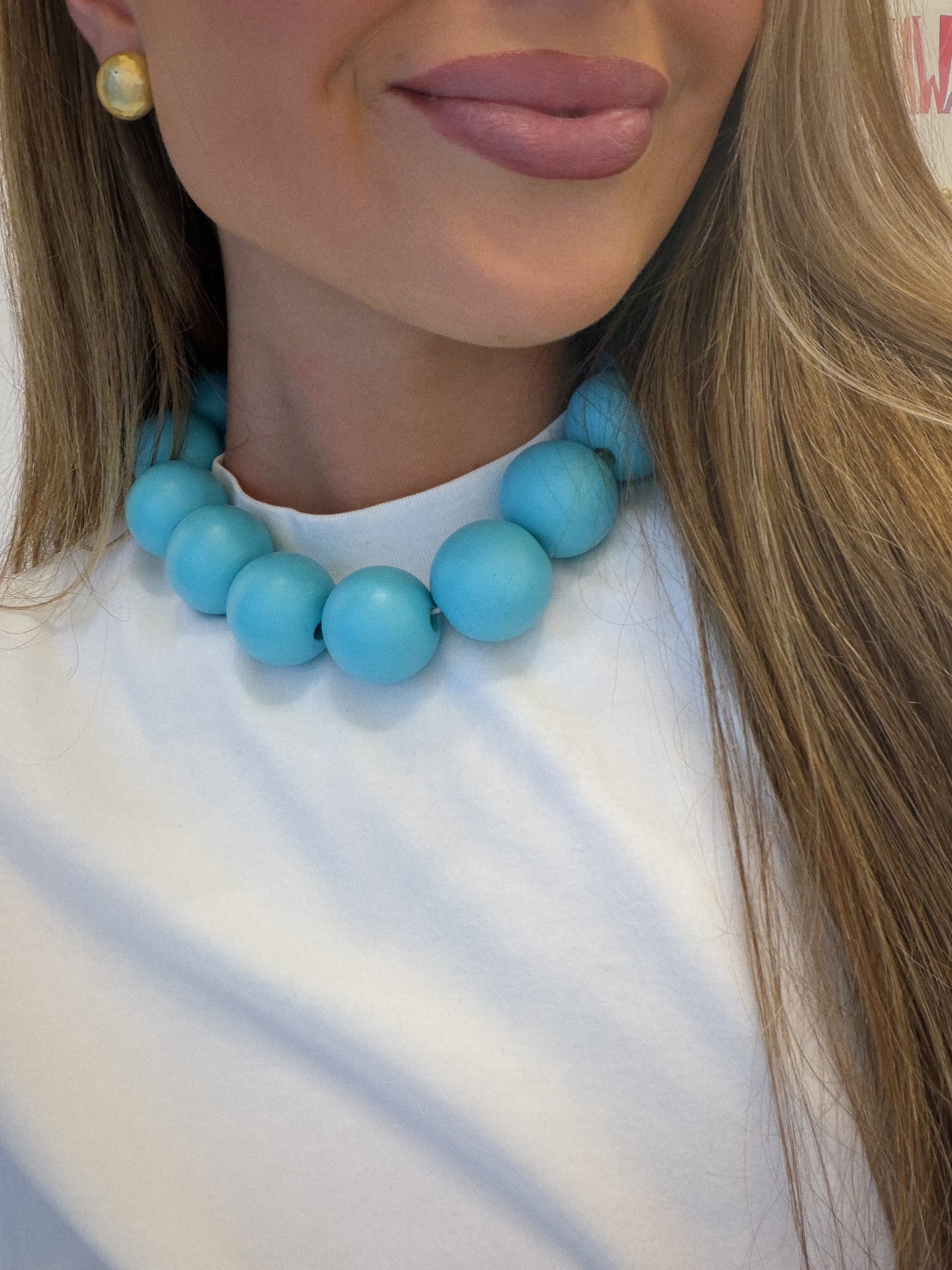 Matte Ball Necklace - Blue