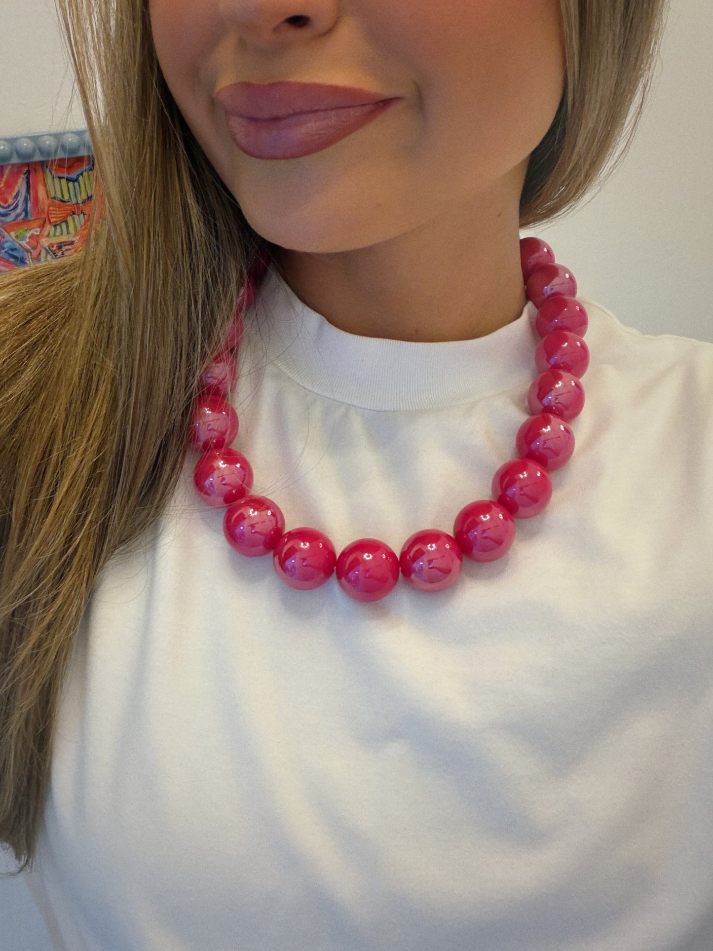 Shiny Ball Necklace - Pink