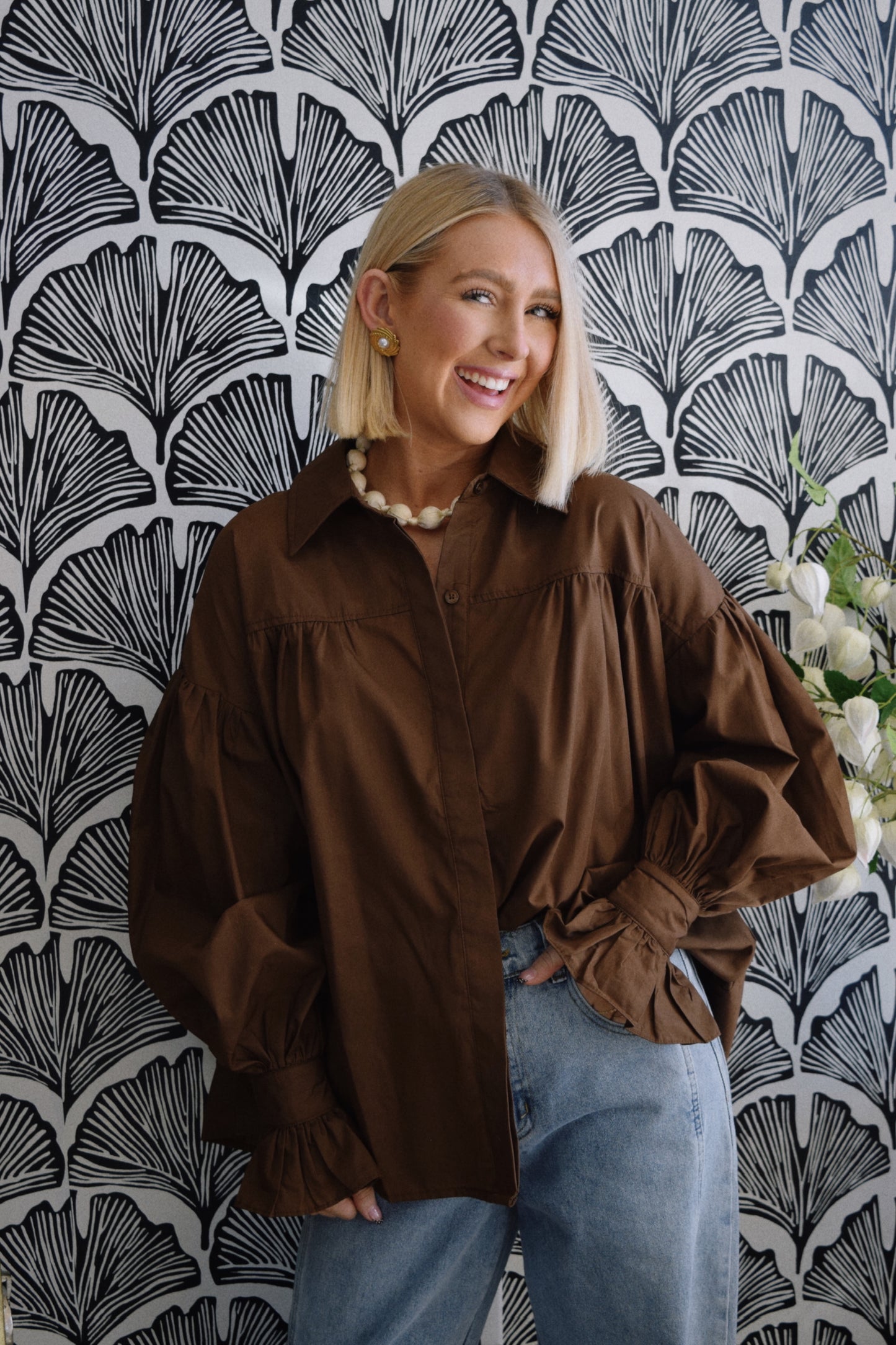 The Edit Blouse - Brown