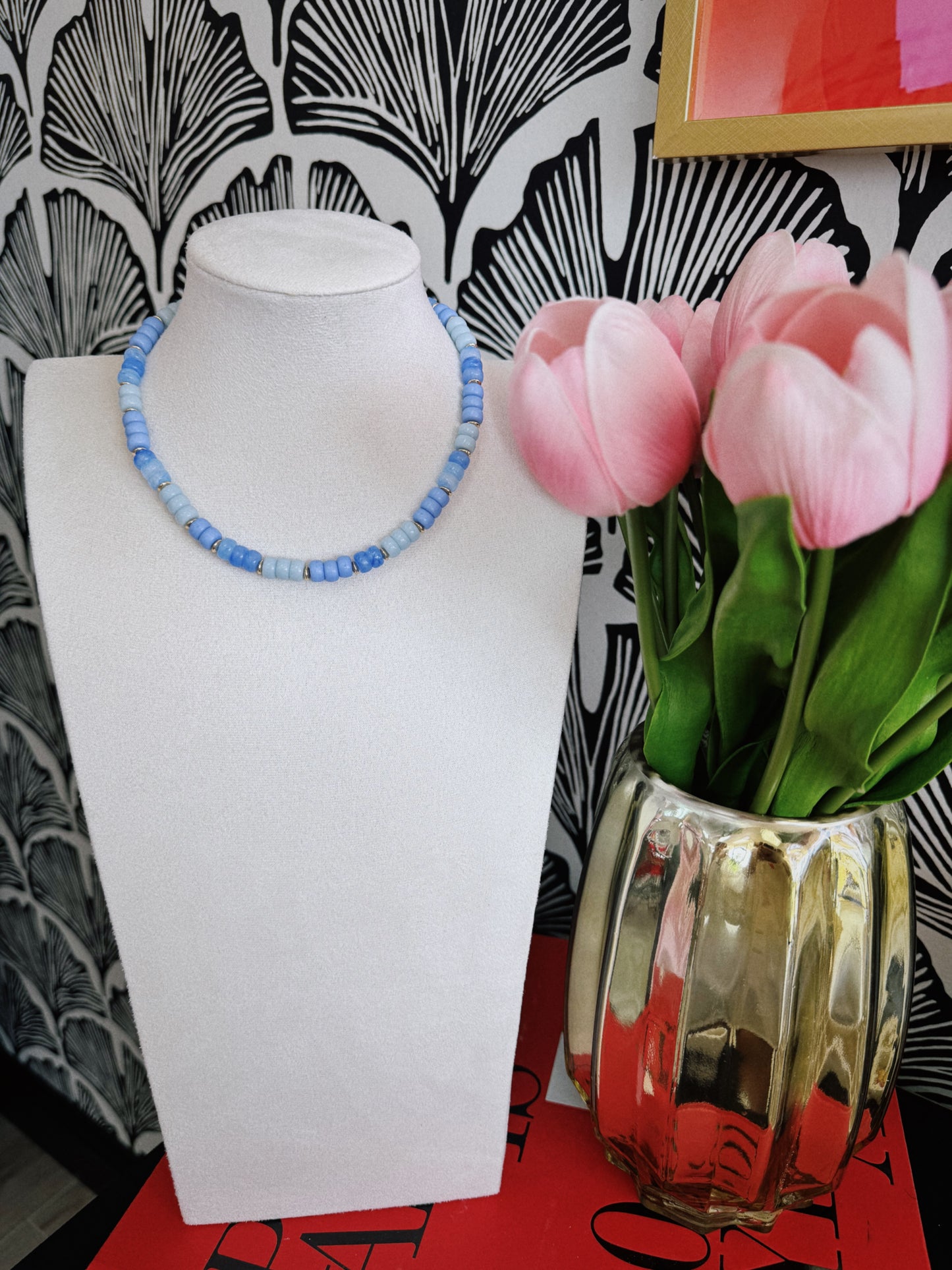 Beaded Girl Necklace - Light Blue