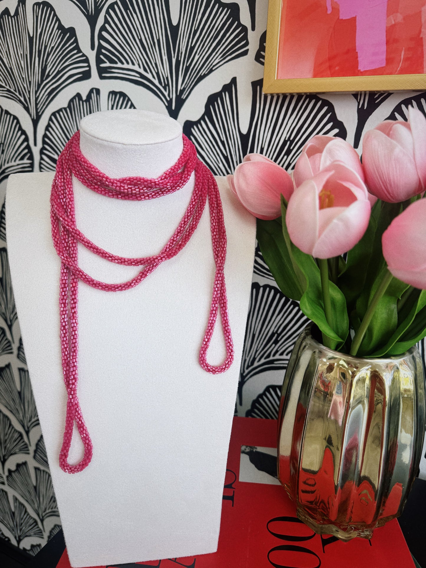 Luna Loop Necklace - Hot Pink