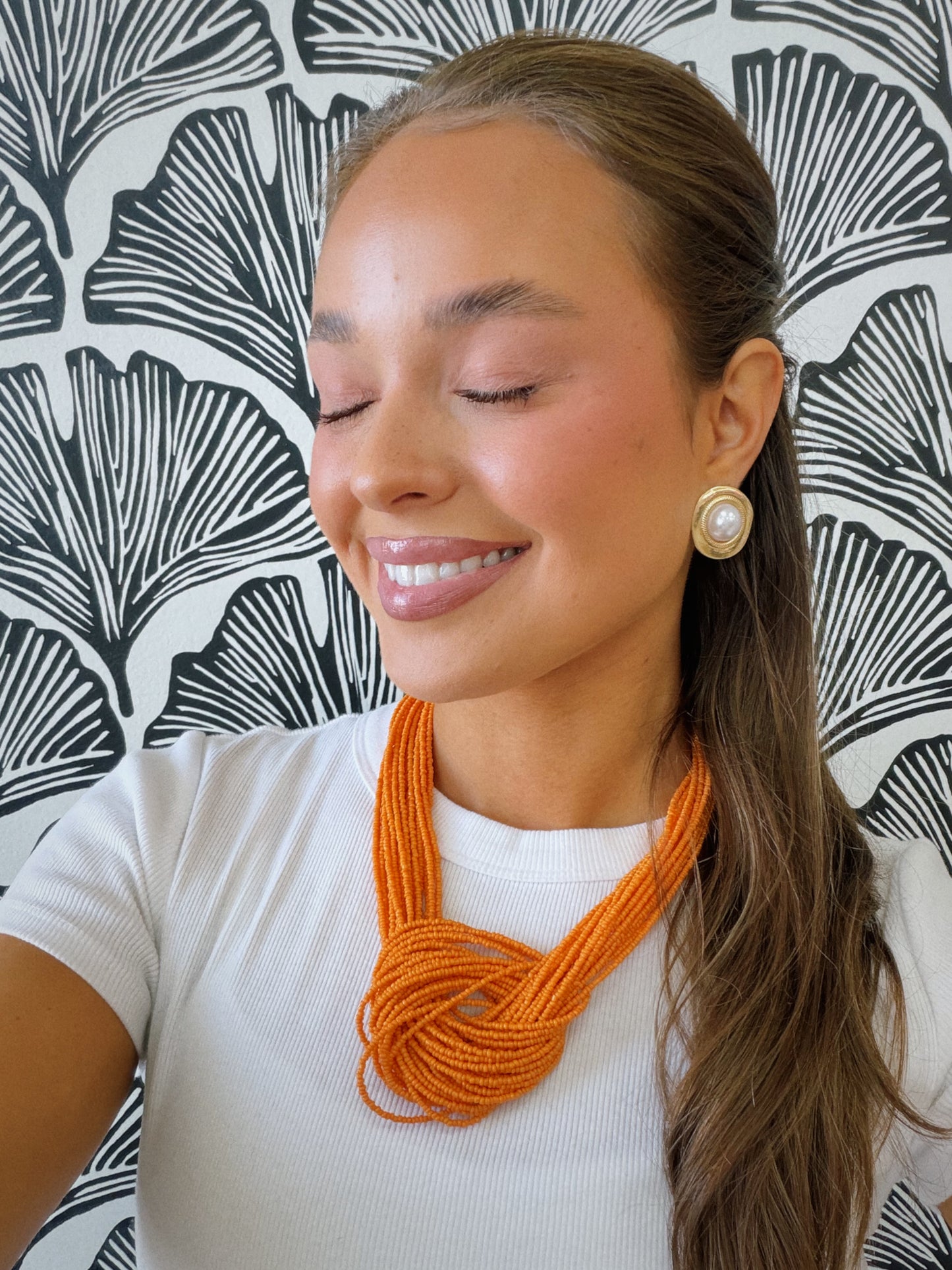 Sail Away Beaded Necklace - Orange
