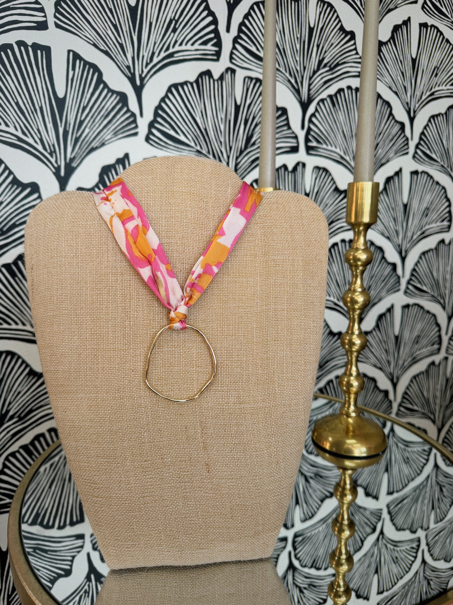 Pink Meadow Scarf Necklace