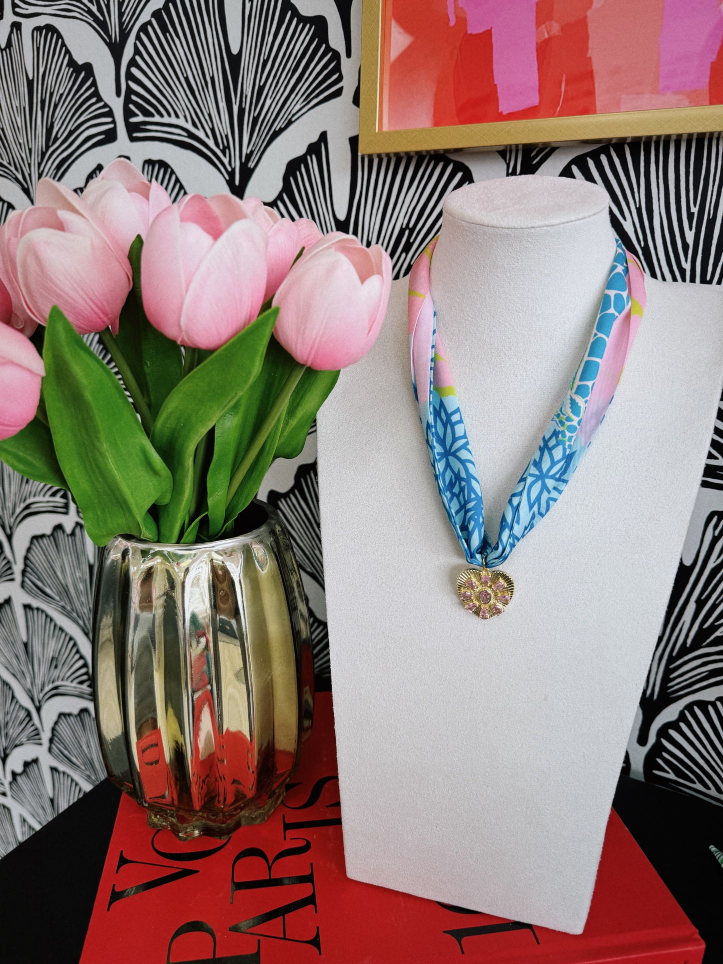 Diamond Heart Scarf Necklace