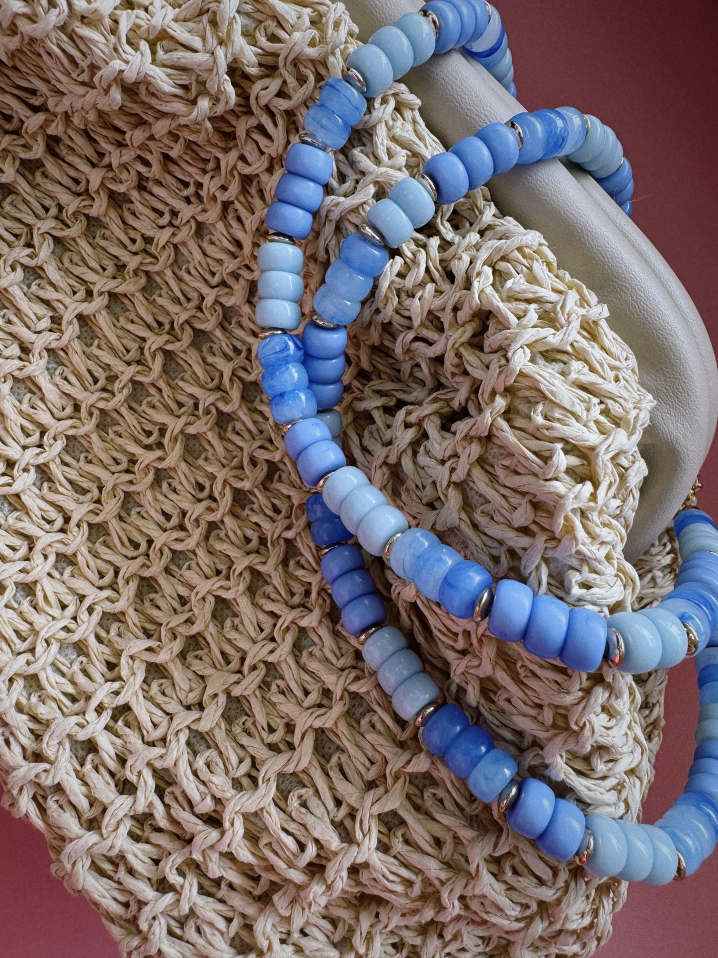 Beaded Girl Necklace - Light Blue