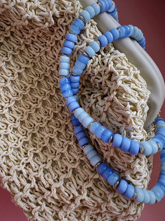 Beaded Girl Necklace - Light Blue