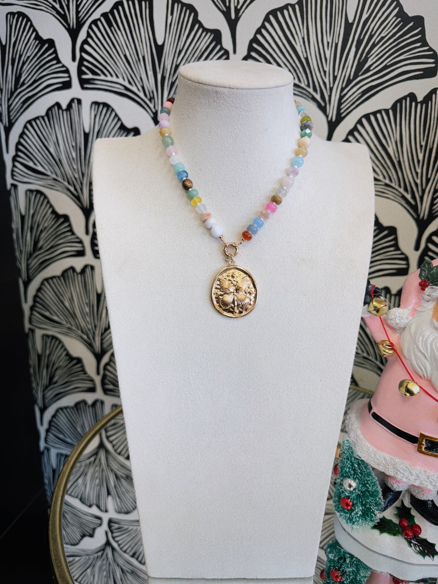 Colorful Beaded Butterfly Necklace