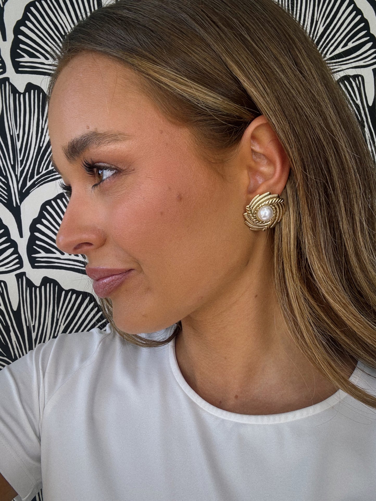 Sunburst Pearl Stud Earrings