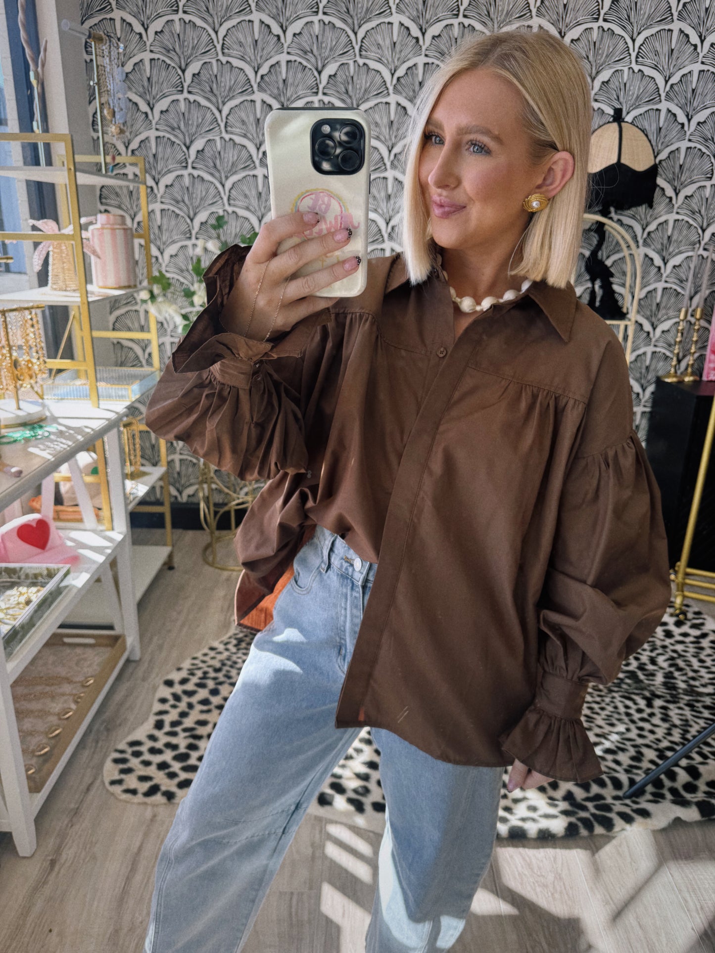 The Edit Blouse - Brown