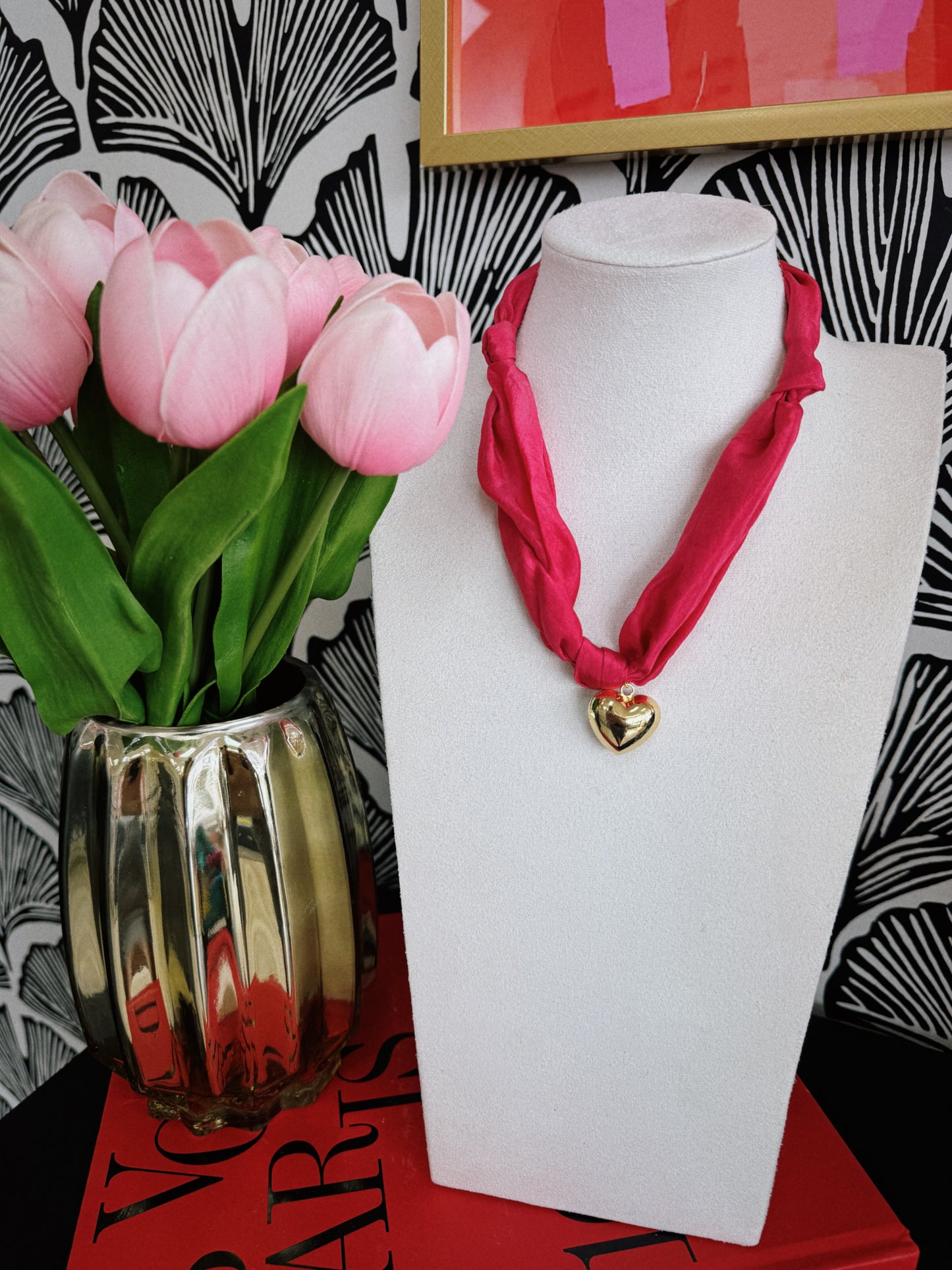 Hot Pink Scarf Necklace