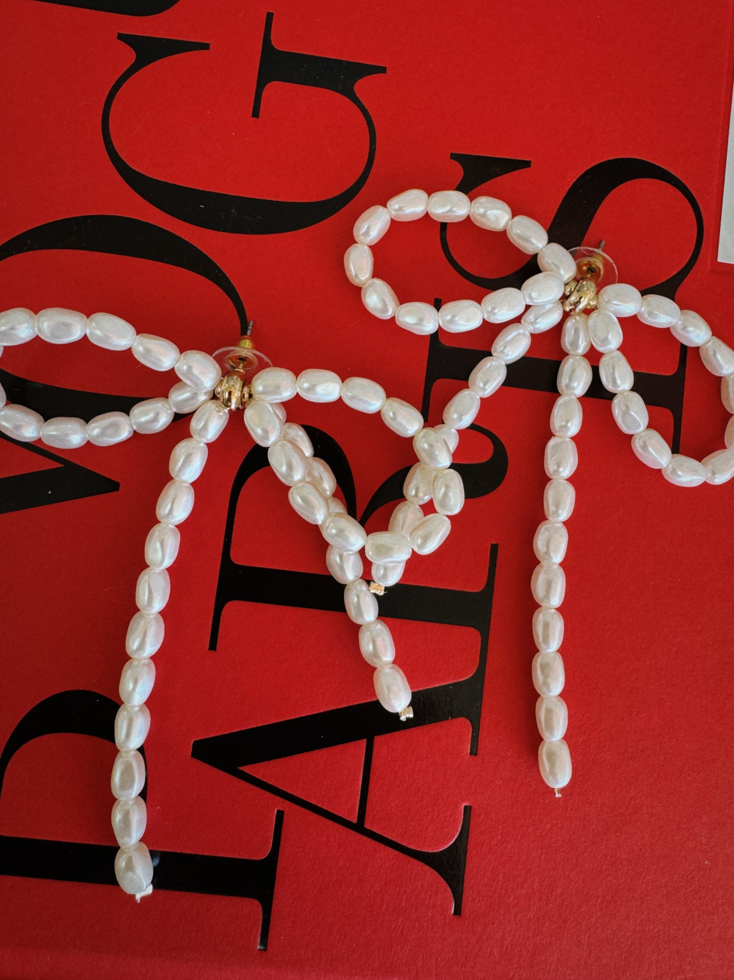 Cupid's Pearl Bow Earrings