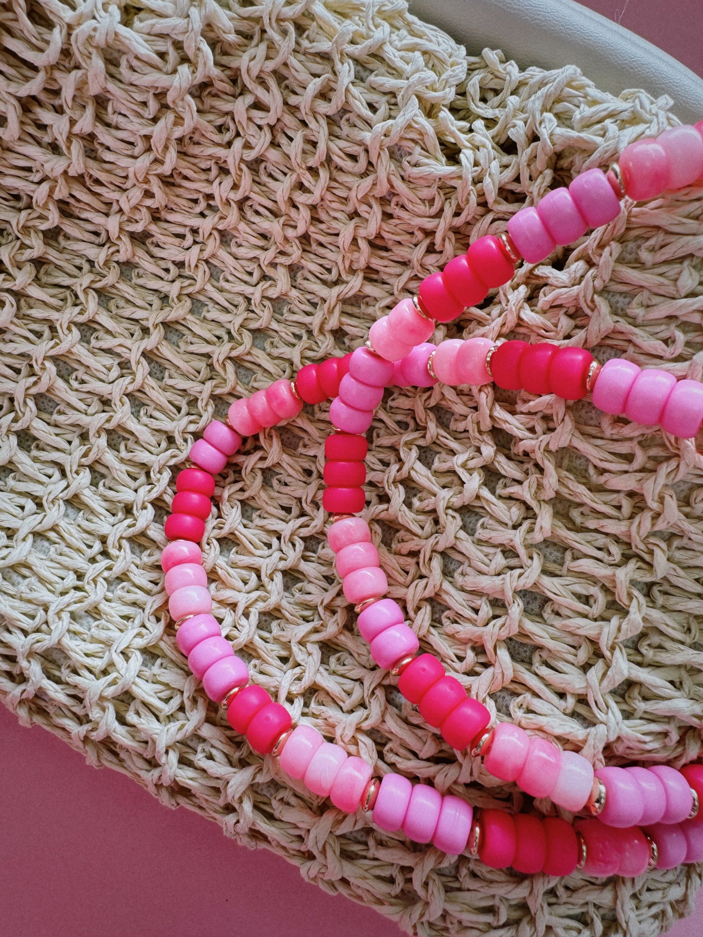 Beaded Girl Necklace - Hot Pink