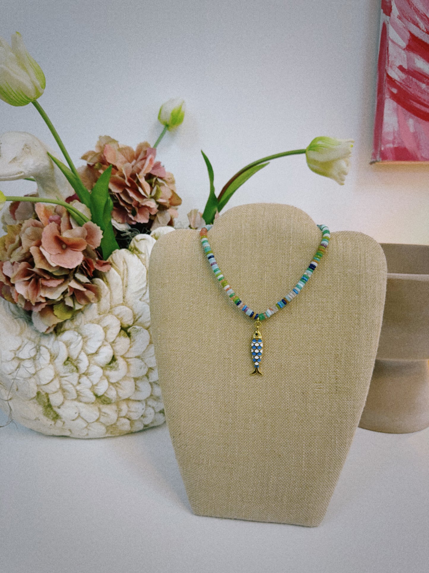 Colorful Beaded Fish Necklace