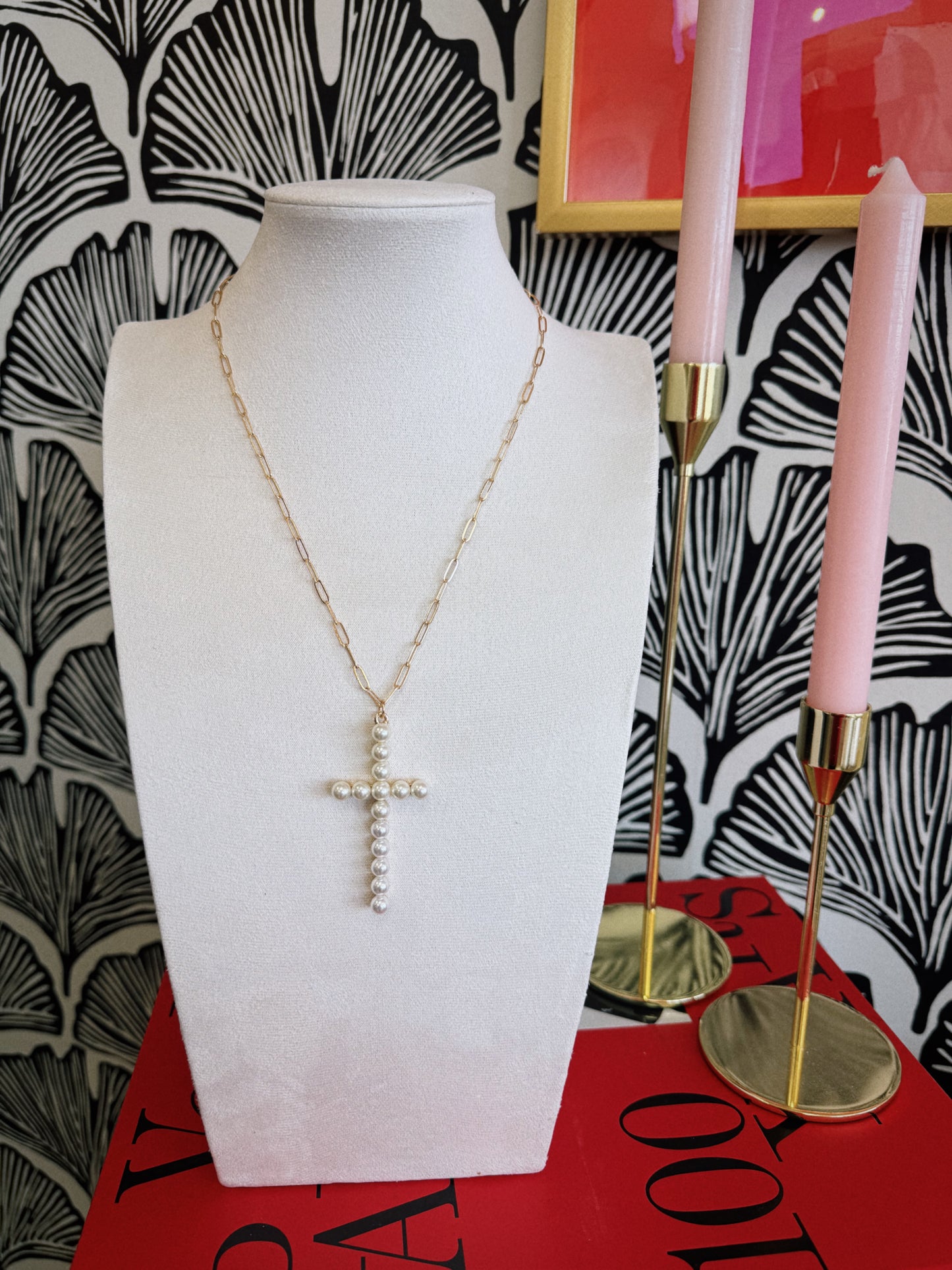Pearl Cross Necklace