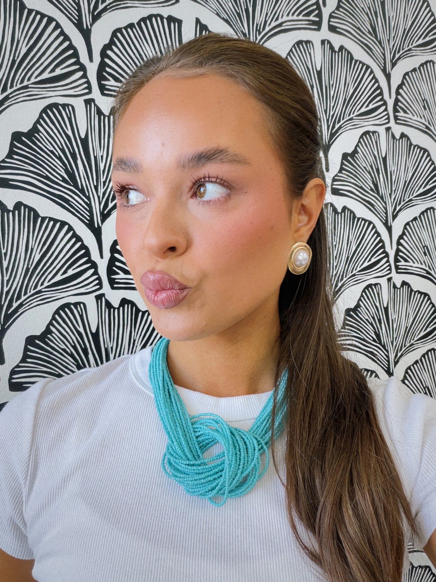 Sail Away Beaded Necklace - Light Blue