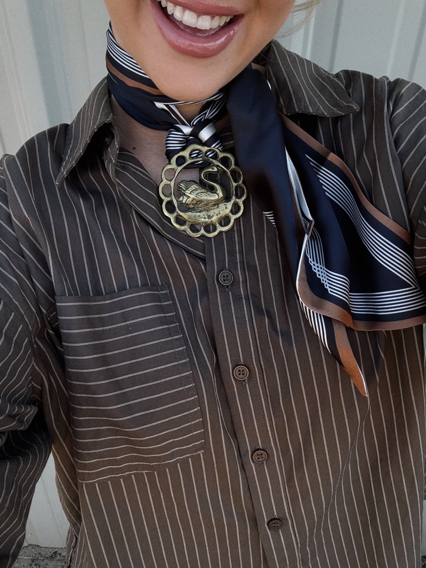 Swan Goodness Vintage Pendant Scarf Necklace