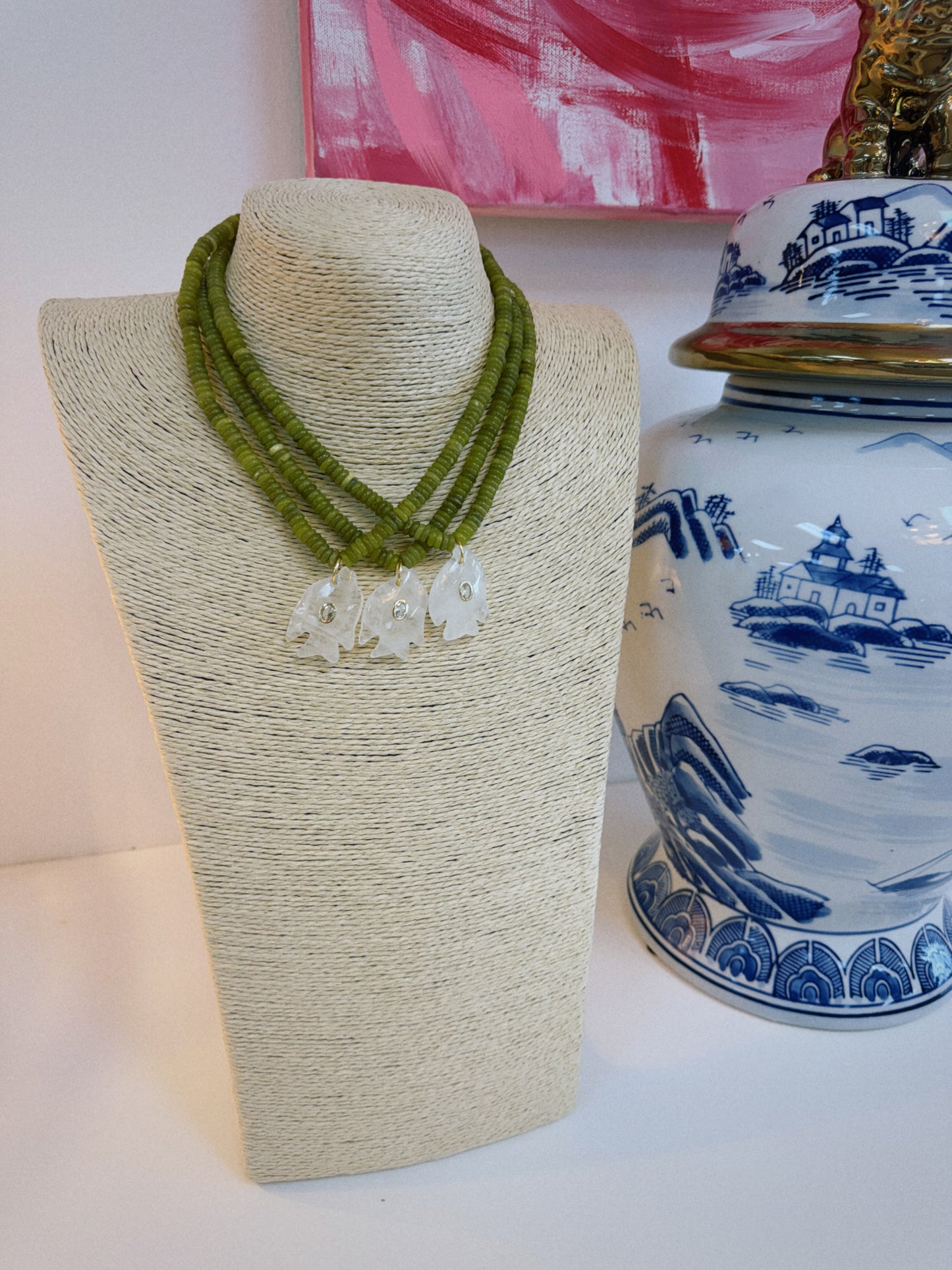 Green Fish Beaded Necklace