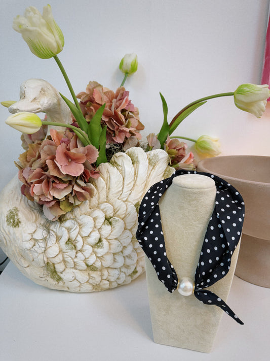 Black Polka Dot Scarf Necklace