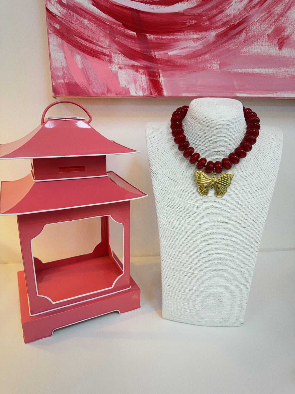 The Social Butterfly Necklace - Red