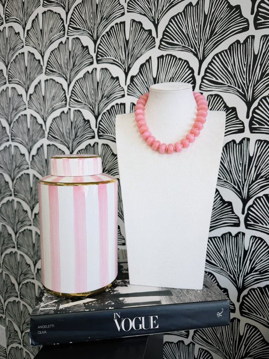 Bold Bead Babe Necklace - Light Pink