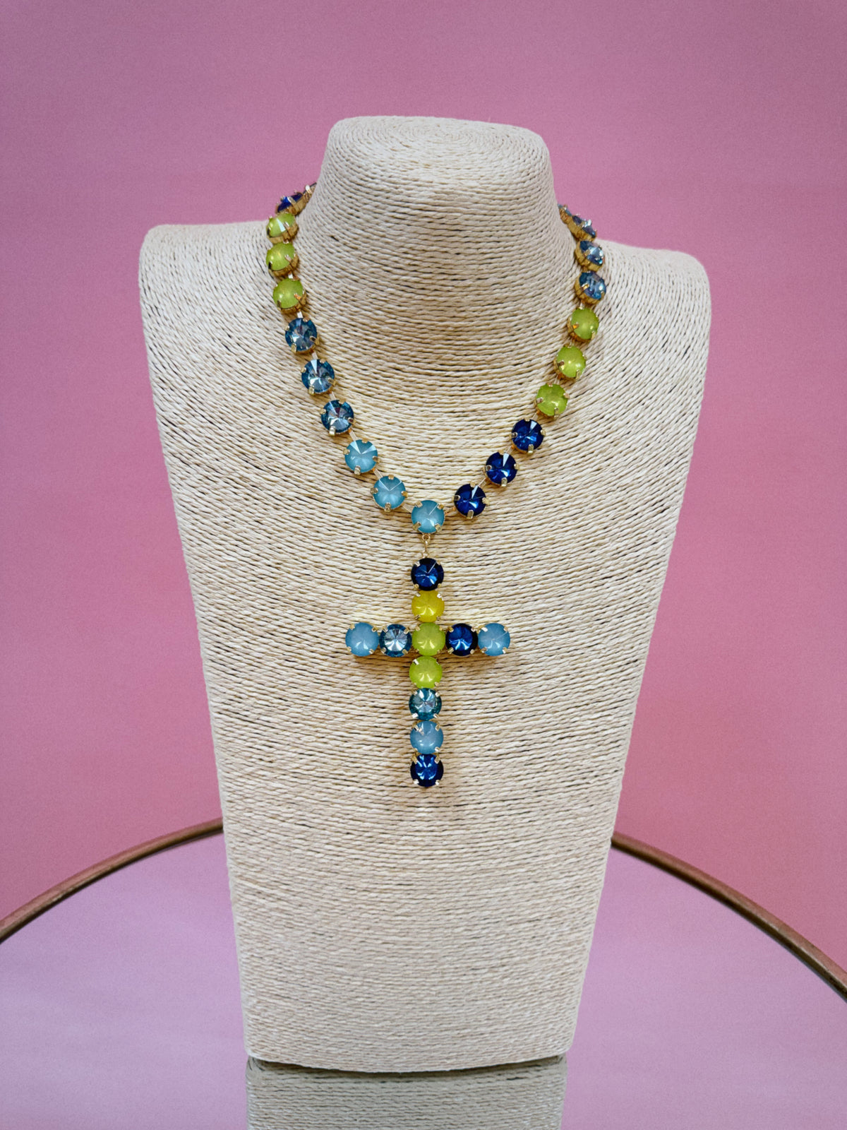 Multi Color Cross Necklace - Blue