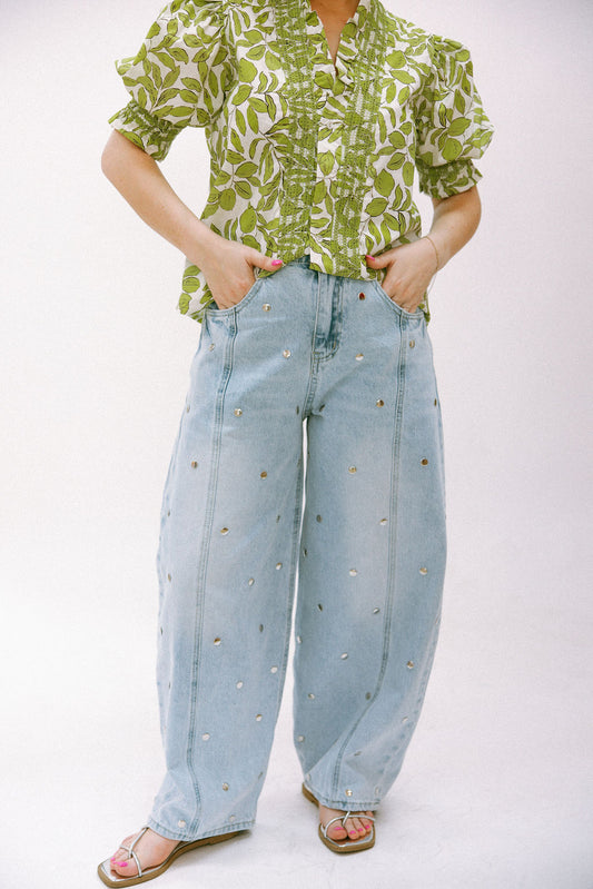 Studded Barrel Jeans