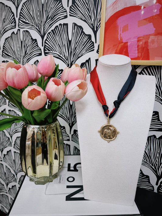 Standing Bulldog Scarf Necklace