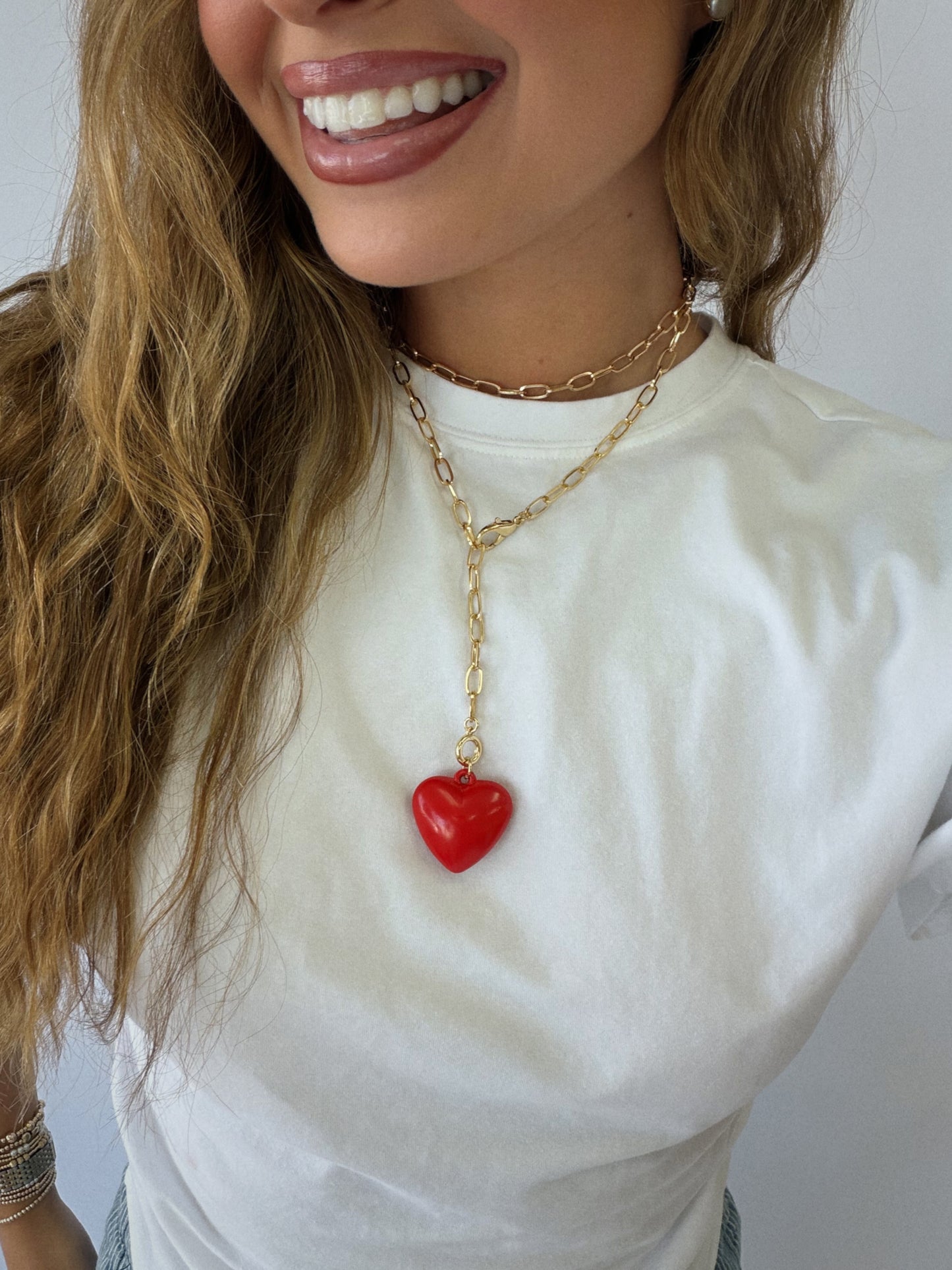 Red Heart Wrap Necklace