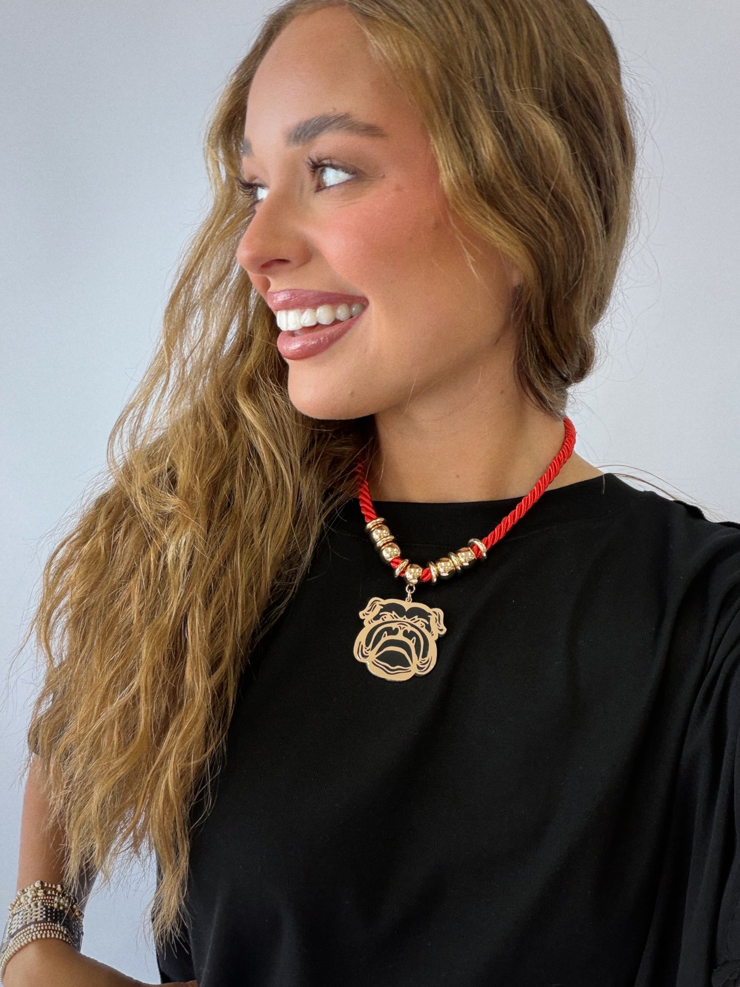 Bulldog Rope Necklace - Black & Gold