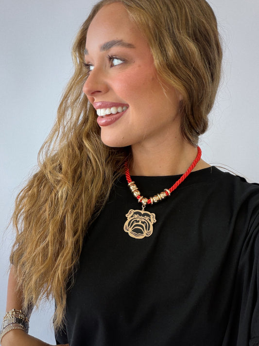 Bulldog Rope Necklace - Black & Gold