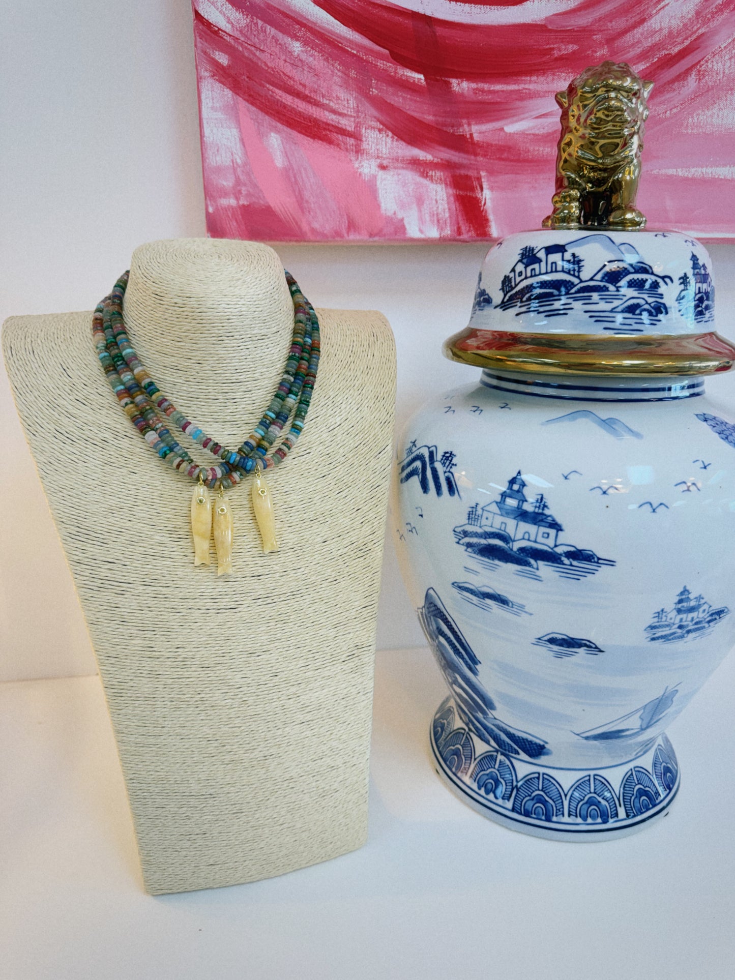 Multi Color Beaded Fish Necklace