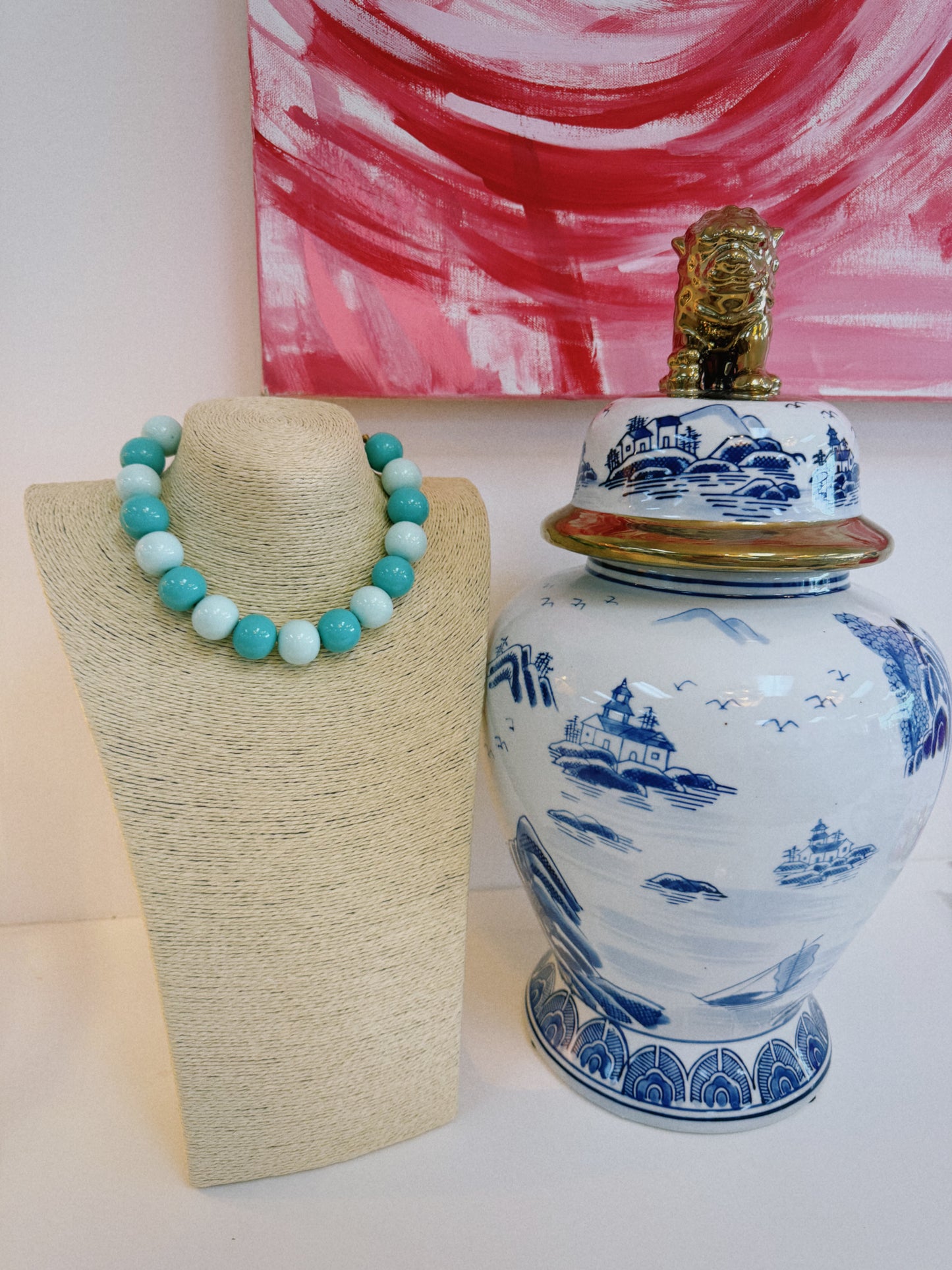 The Happy Beaded Necklace - Blue & Teal