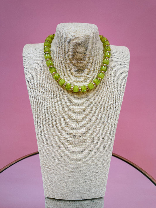 Magnetic Beaded Necklace - Chartreuse